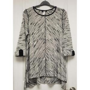 Moonlight USA 80'S Black & White 3/4 Length Sleeves Women's Tunic Top, Sz M